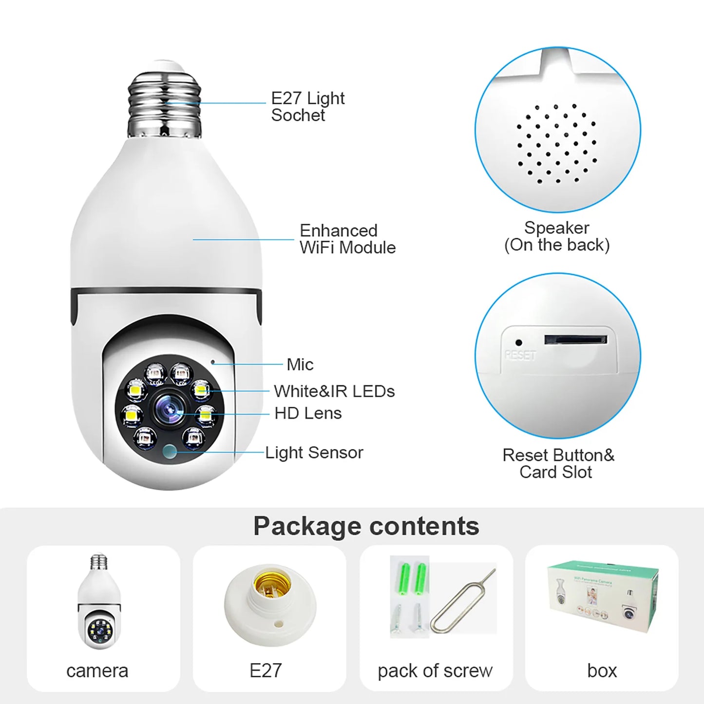 E27 Bulb Wifi Surveillance Camera