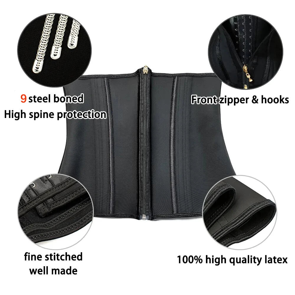 Femmes Grande Taille Fajas Taille Trainer Corset Contrôle Du Ventre Fermeture Éclair Gilet Body Shaper Cincher Shapewear Ceinture Minceur Ceinture De Sport